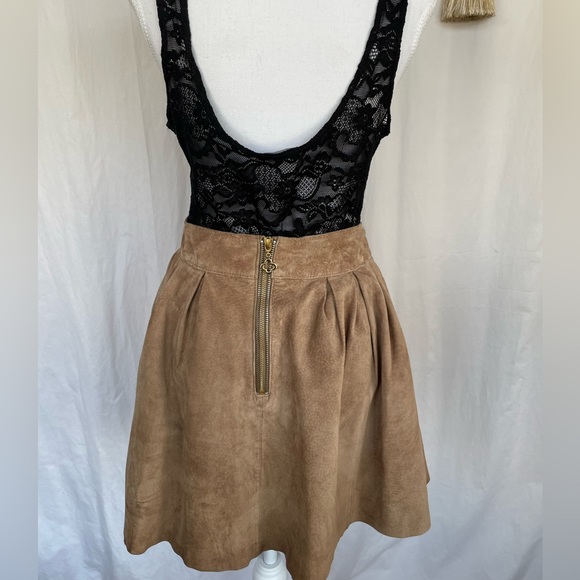 Pink Tartan Suede Skirt - Picture 2 of 4